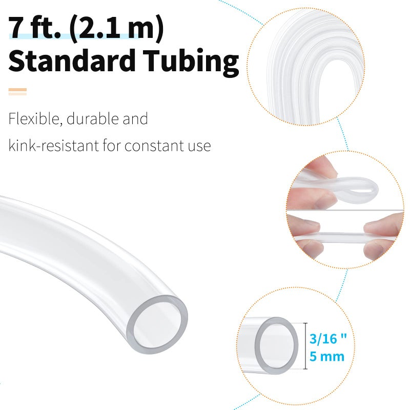 Pawfly 7 Feet Airline Tubing Standard Aquarium Air Pump Accessories with Air Stones, Check Valves, Suction Cups and Connectors - Image 2